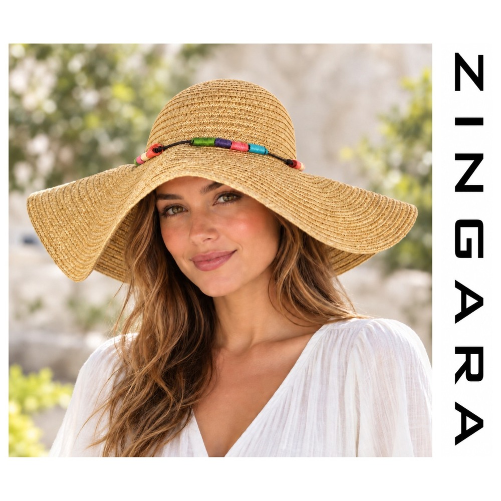 Zingara Wide Brim Straw Beach Gardening Vacation Cruise Coastal Sun Hat